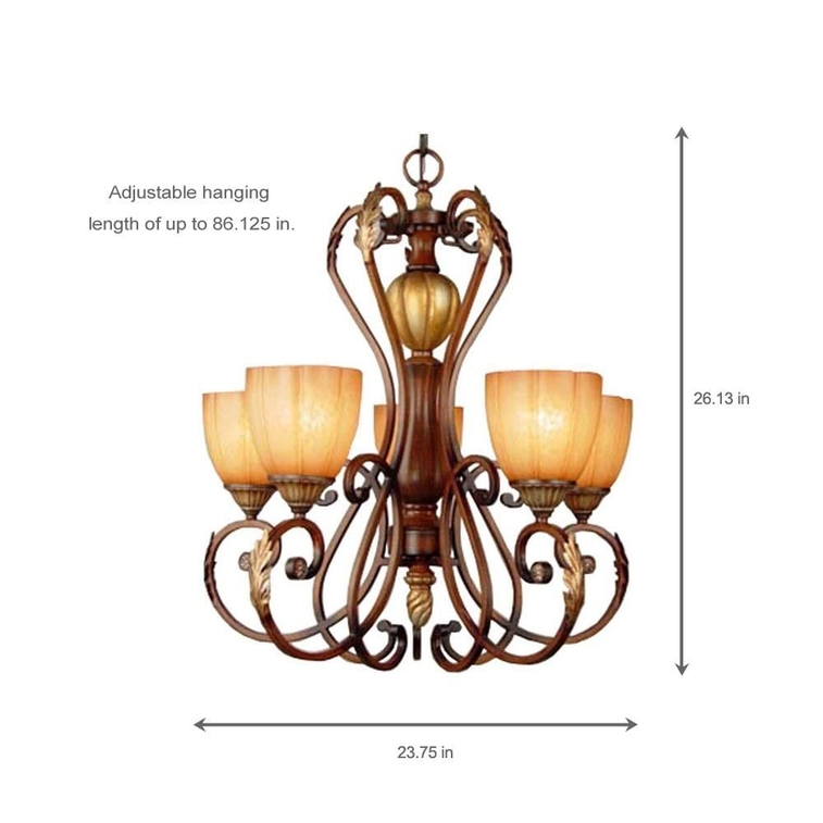 Chateau Deville 5-Light Walnut Chandelier with Champagne Glass Shades-1