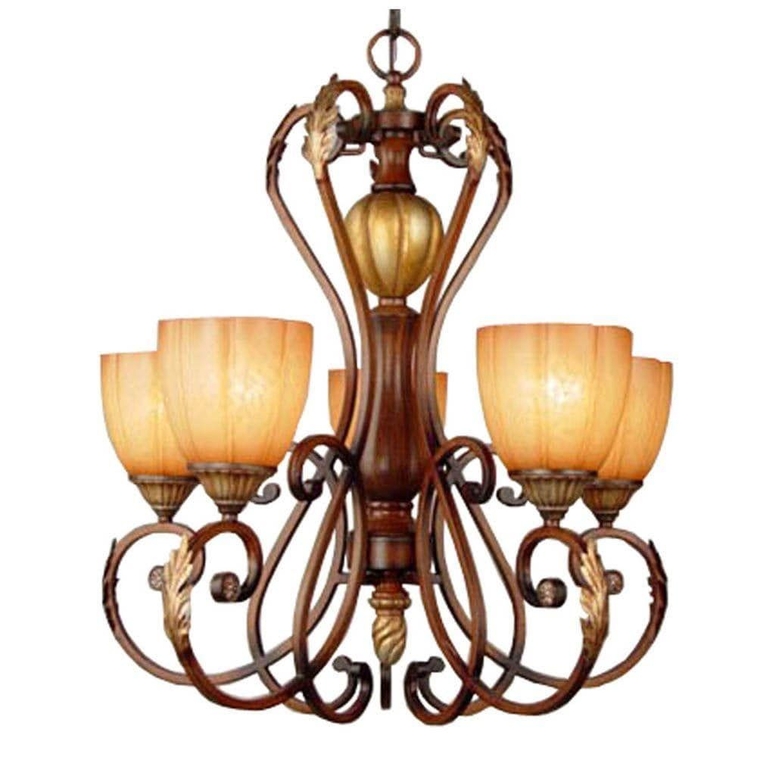 Chateau Deville 5-Light Walnut Chandelier with Champagne Glass Shades