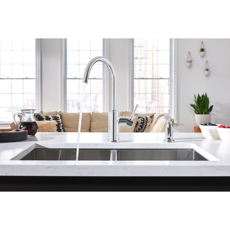 MOEN Sombra Single-Handle Standard Kitchen Faucet with Side Sprayer in Chrome-1