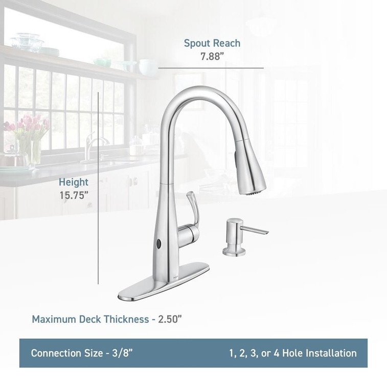 MOEN Essie Touchless 1-Handle Pull-Down Sprayer Kitchen Faucet with MotionSense Wave and Power Clean in S-2