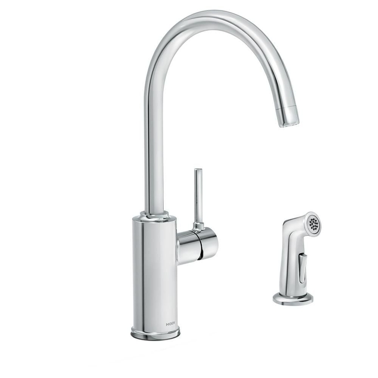 MOEN Sombra Single-Handle Standard Kitchen Faucet with Side Sprayer in Chrome