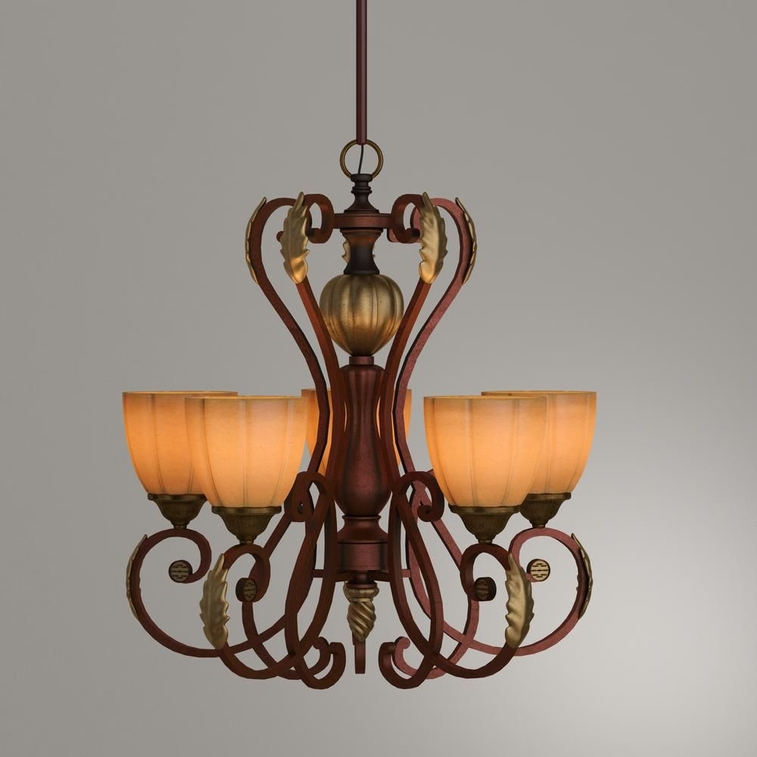Chateau Deville 5-Light Walnut Chandelier with Champagne Glass Shades-2