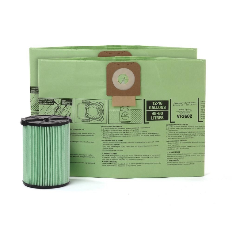 OSHA Compatible Kit with HEPA Level Filtration and Cyclonic Dust Bags for Select 12 -16 Gal WetDry S